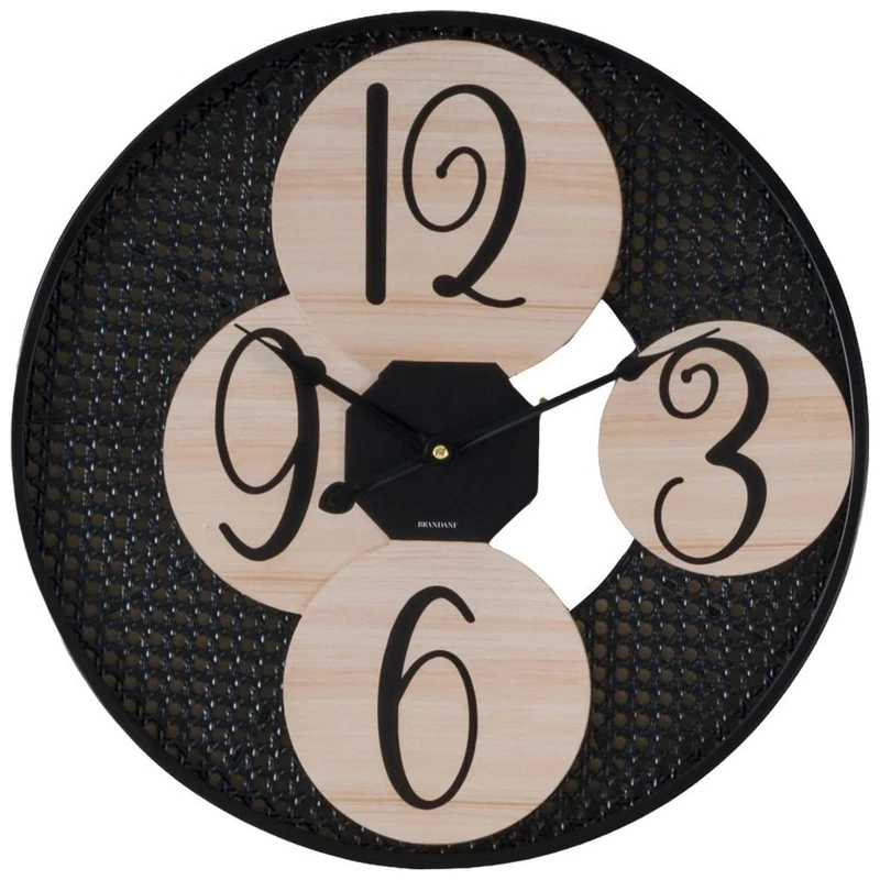 Orologio da Parete Muro 45 cm BRANDANI Alveare Metallo Legno Moderno Salotto, fotografia 9 di 9
