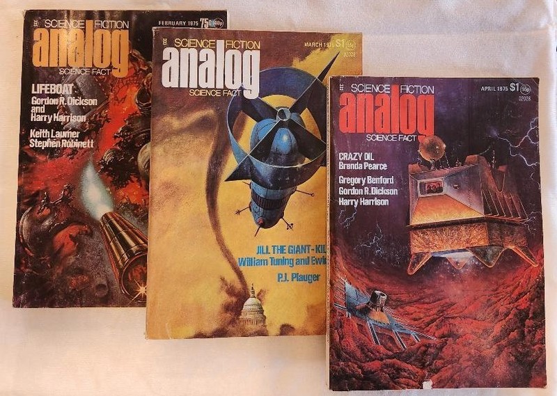 analog science fiction magazine, Feb, March, April 1975, including full serial