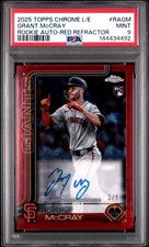 2025 TOPPS CHROME LOGOFRACTOR ED RC AUTOS RED REFRACTOR GRANT MCCRAY 2/5 PSA 9