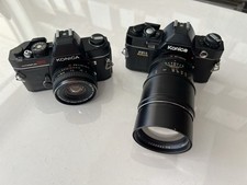 Konica Camera Lot Listing Read Description 2 Bodies, 2 Lenses. Tested Working