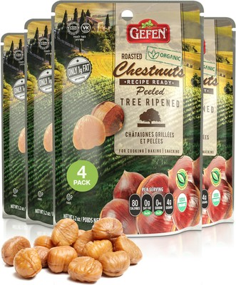 Gefen Organic Whole Roasted and Peeled Chestnuts 5.2oz (4 Pack)