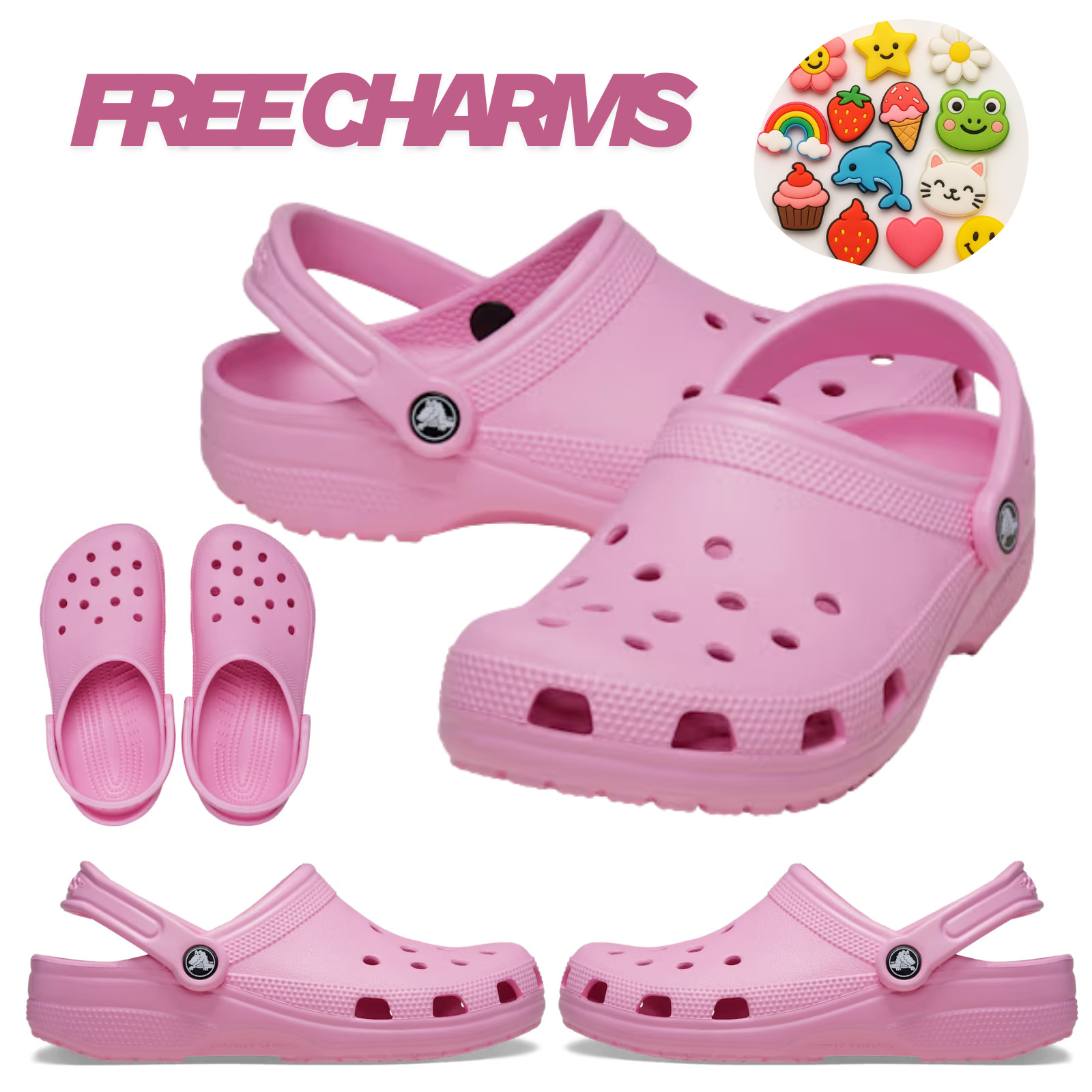 Crocs Classic Clog PINK Unisex Lightweight Comfort Slip-On Sandals Beach Shoes