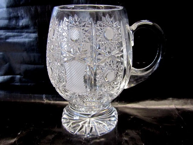 JOSKA Bleikristall Bierkrug Fuß Glas Bierglas Glaskrug Diamant Stern Schliff 0,5 - Bild 3 von 4