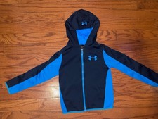 Boys Under Armour Blue Full Zip Up Hoodie Jacket Youth Small