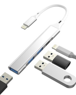 Lightning to USB Adapter(4in1)for Apple HUB for iPhone 14 13 12 OTG 3.0 USB A Po