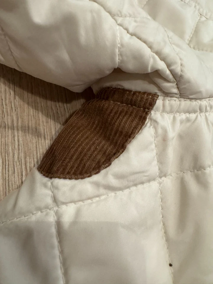 Chaqueta acolchada deportiva Ralph Lauren XL crema escudo logotipo pana ribete ecuestre Foto 4 de 4