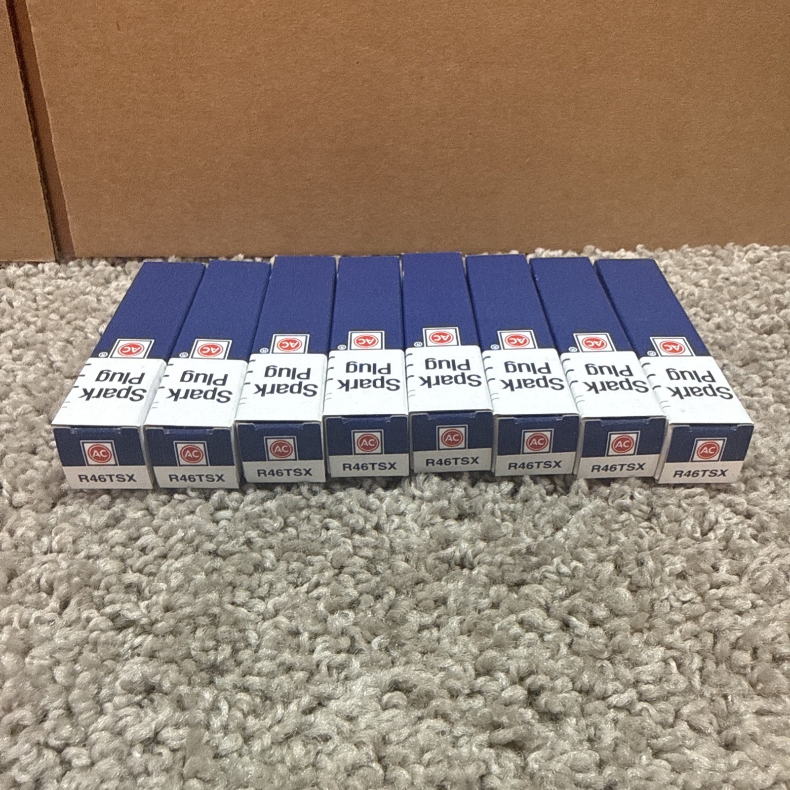 Vintage  AC Delco Genuine GM Spark Plugs R46TSX Set of 8 Mfg USA