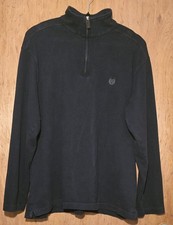Chaps Mens Size Large Navy Blue 1/4 Zip Long Sleeve Sweatshirt 100% Cotton