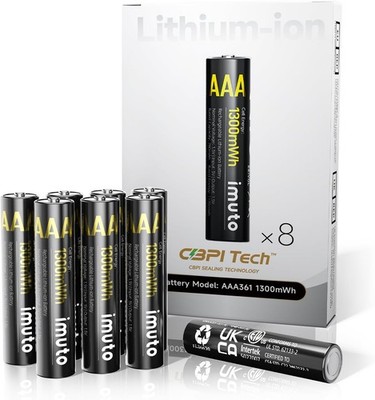 imuto AAA Akkus 1300mWh Wiederaufladbar 1,5V