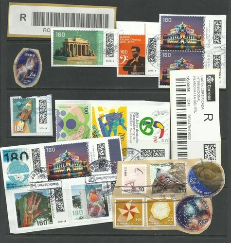 ? Germany Japan Modern Kiloware Used Stamps Lot QR Registered Mail Commemorativ