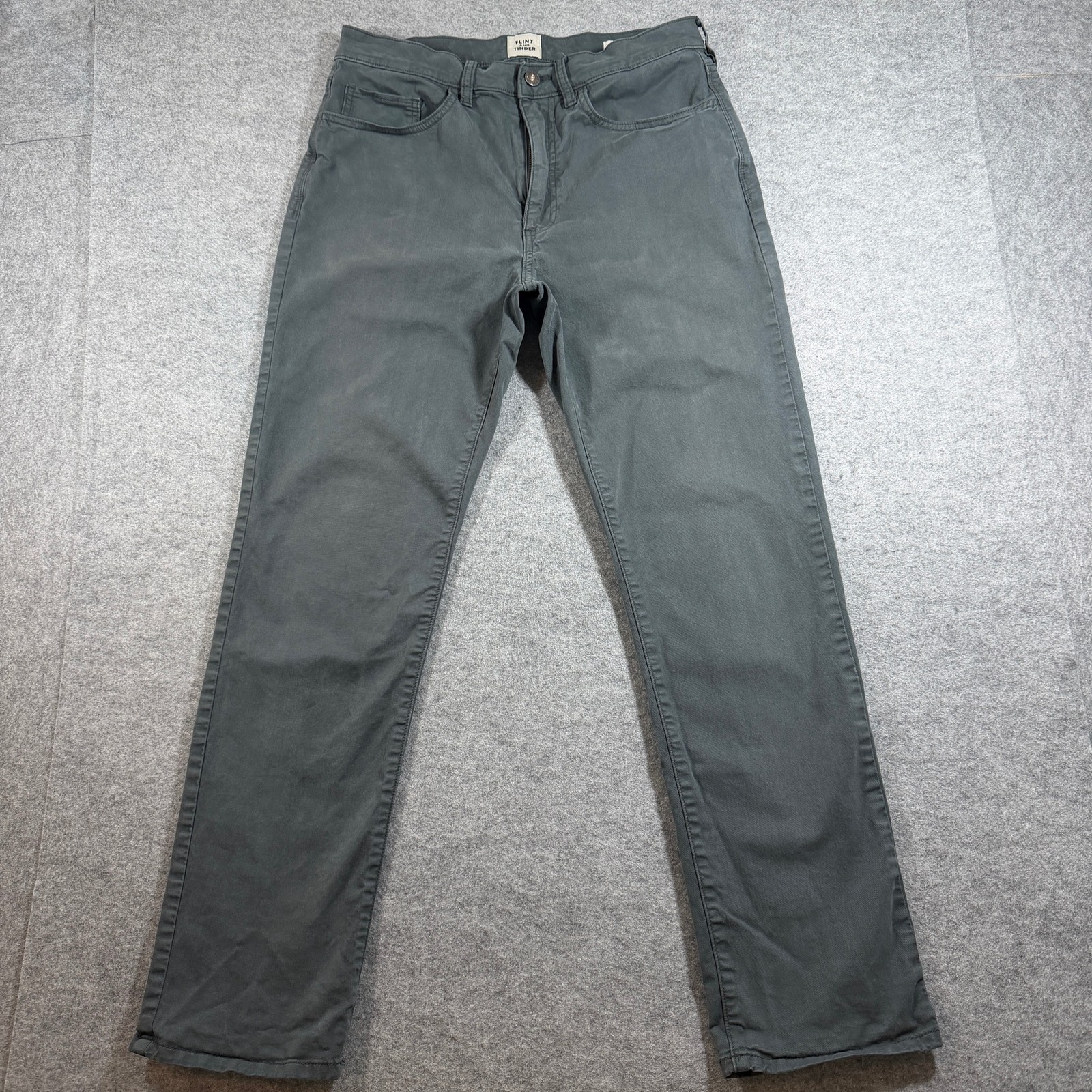 Flint And Tinder 5 Pocket Pants Mens 31x30 Green/Gray Straight Fit Casual Chino