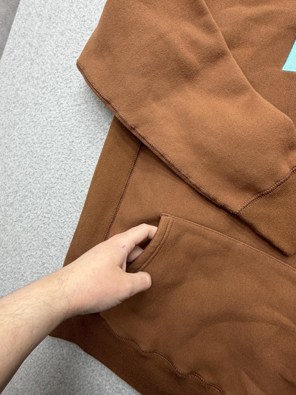 Supreme Hoodie Mens Medium Brown Blue Box Logo Fleece Pullover Sweatshirt thumbnail 4