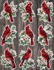 Stained Glass Cardinal Bird Vinyl Stickers Set Scrapbooking Laptop Waterbottle
