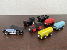 Lot Of 7 Wooden Railway Train Engine Police Car Thomas Friends