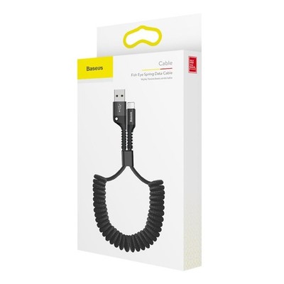 Spiralkabel USB-A auf iPhone 1 m 2 A 480 Mbit/s Baseus Ladekabel Schwarz