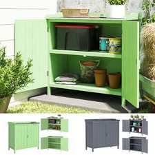Garden Storage Cabinet Potting Bench Table with Galvanized Top