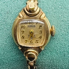 VTG 40's HIRCO A. HIRSCH 17 Jewel Women's Elex Gold 10k GF Cocktail Watch VIDEO✔