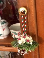 Real Snowy Pine Cone Christmas Ornaments w/ Greens / Berries - Set of 3