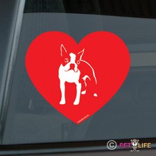 Love Boston Terrier Die Cut Vinyl Sticker - Bull Terrier Heart