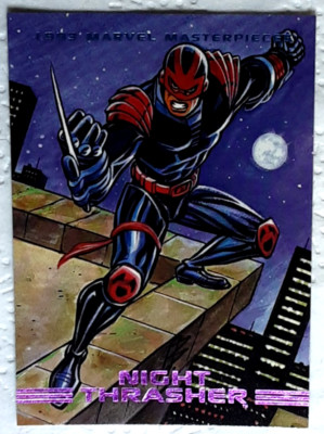 1993 Marvel Masterpieces Trading Card 78 NIGHT THRASHER.  Gratis neuer Toplader.