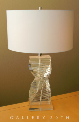 ๐ฅ EPIC! STACKED ITALIAN LUCITE TABLE LAMP! KARL SPRINGER STYLE 60'S 70'S MCM ๐ฅ