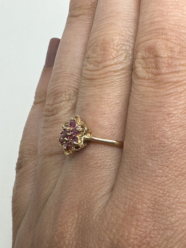 9ct Gold Ruby Ring Yellow Gold Ruby Ring Ruby Flo… - image 13