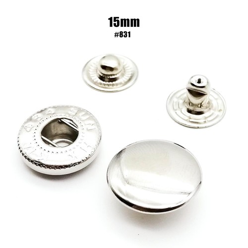 #831 15mm Leather Bag Clothes Coat Metal Snap Press Stud Button Popper Fastener - Picture 6 of 8