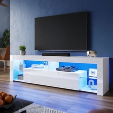 White TV Stand TV Cabinet High Gloss Doors with RGB LED Lights Cupboards 180cm