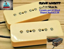 G.M. P-90 Stacked Pickup set Cream Ceramic & A5 Mixed Magnet ( 50mm, 52mm)