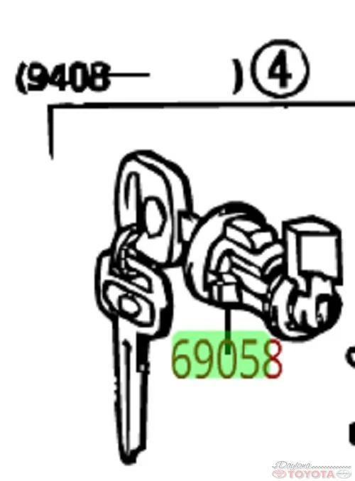 OEM TOYOTA T100 1994 - 1998 CILINDRO DE CERRADURA DE PUERTA DE COMBUSTIBLE CON LLAVE 69058-12170 Foto 2 de 2