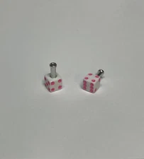 Dice Brake Cable Ends White With Pink Pips For BMX And Other Bikes New Pair