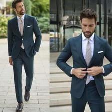 Men's Suit Slim Fit Peak Lapel Formal Business Party Outdoor Casual 2 Pcs