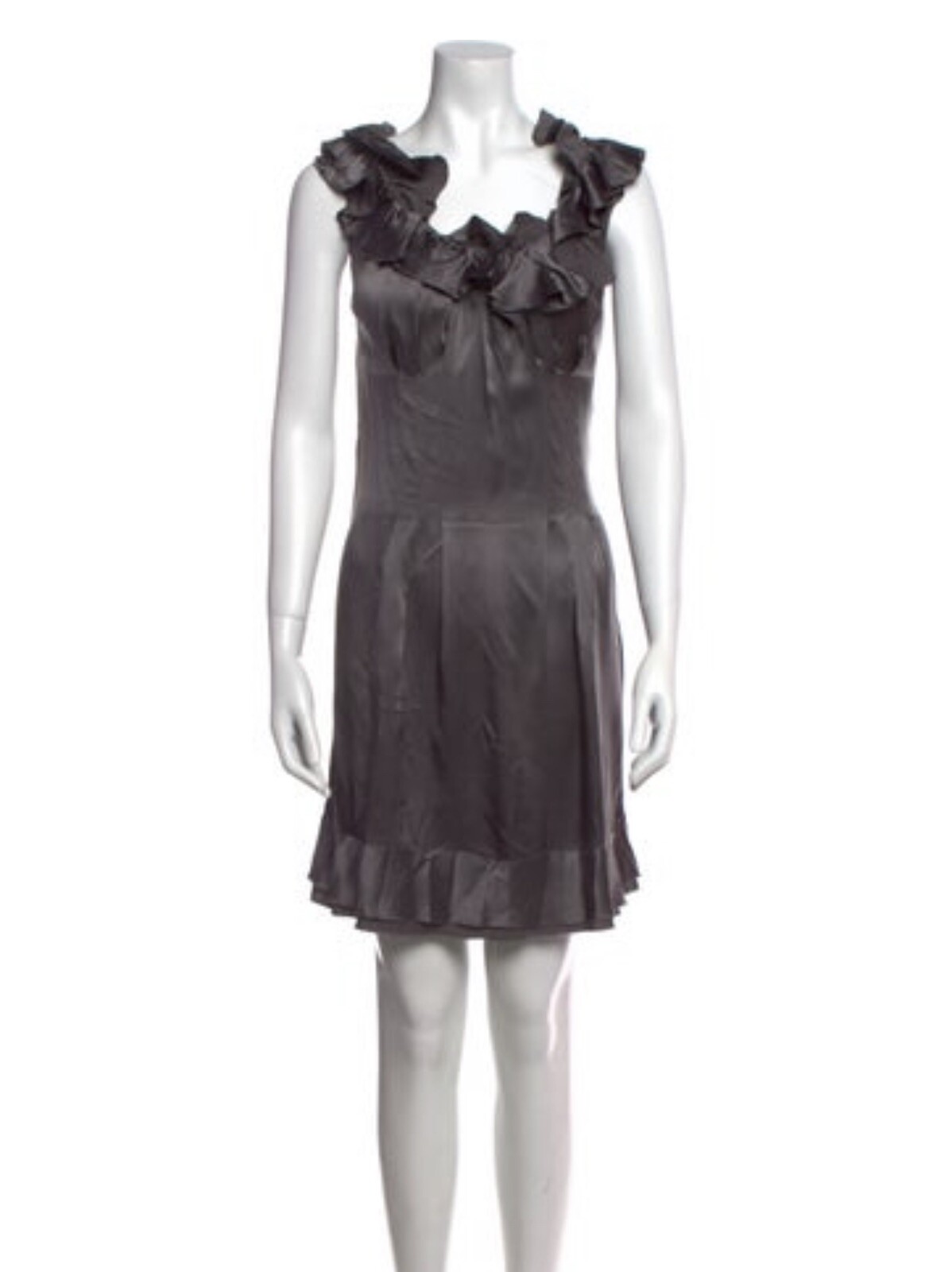 Prada Authentic Solid Gray 100% Silk Tank Mini dr… - image 1