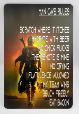 MAN CAVE  RULES  /Aluminum Sign  8'' x 12''