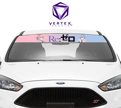 Rem Re:Zero Ram Anime Sunstrip v3 Windshield Wrap Banner Decal Premium 3M Vinyl