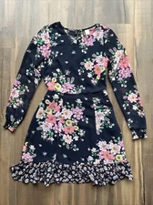 H&M Divided Women’s Floral Dress Fit And Flare Side Zipper Open Back Lined 8