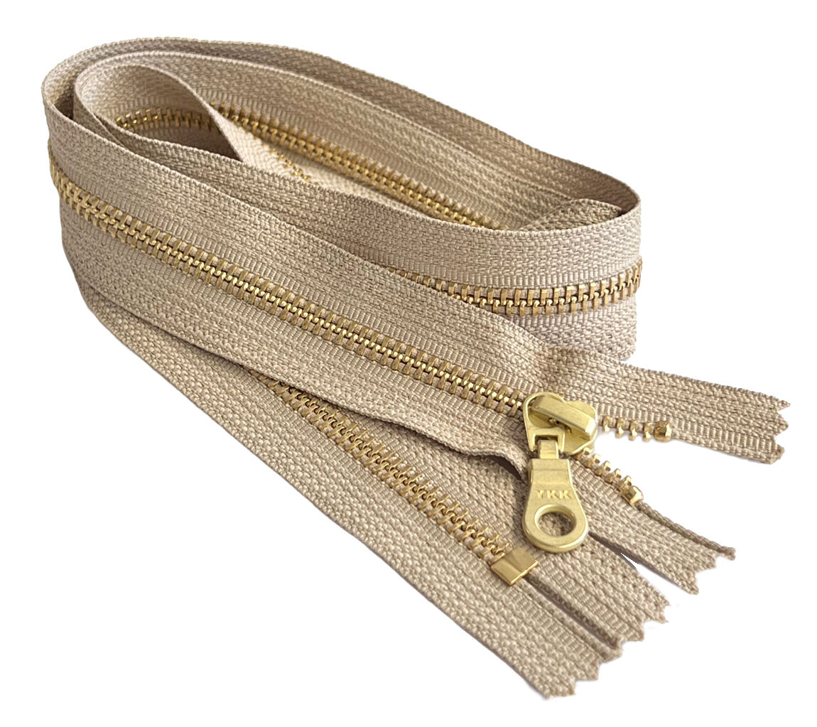 YKK #5 Brass Metal Zipper with Donut Pull 573-Beige Closed End 12