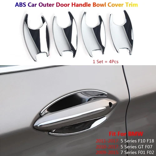 4Pcs Car External Outer Door Handle Bowl Cover Trim For BMW 5 7 F10 F07 F01 F02 - Picture 1 of 14