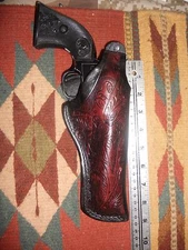 Fits Uberti Stallion 1873 4.75" 22LR Cal Leather Thumb Break Holster Floral Scr