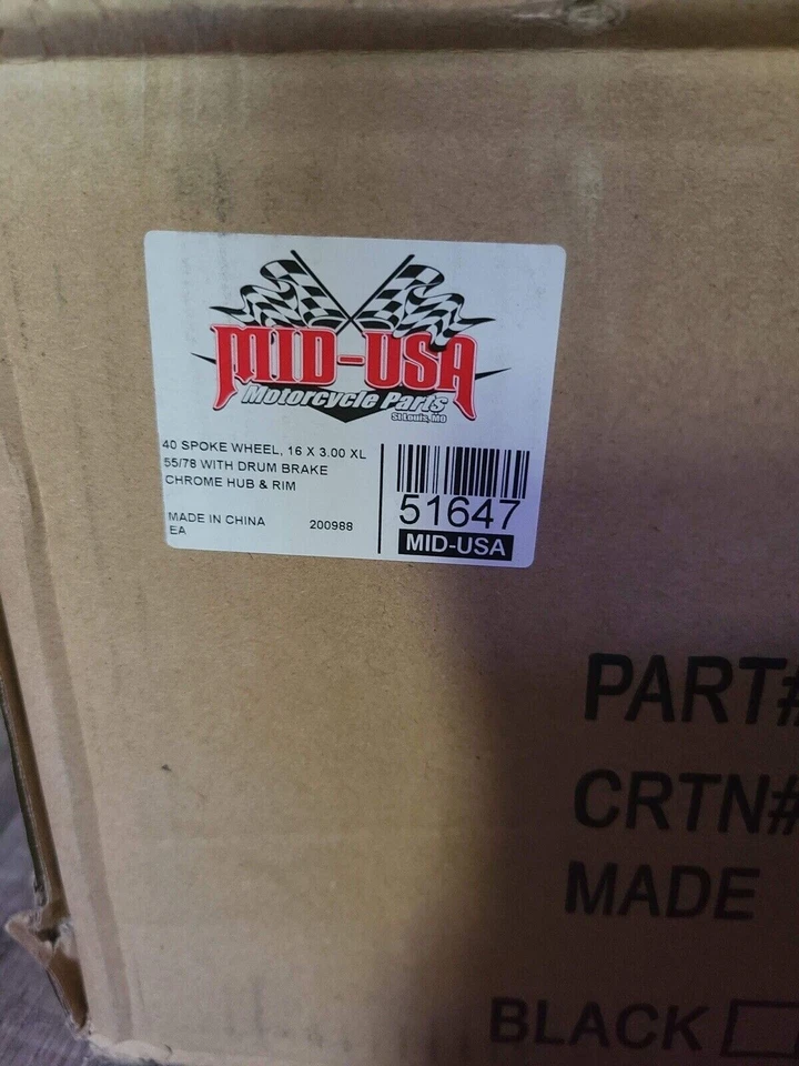 16 英寸 40 辐条镀铬后轮圈适用于 55-78 Harley Sportster XL 51647 — 第 3/4 张图片