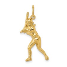 14K Yellow Gold Female Baseball Batter Charm Pendant 1.24g L-28mm W-11mm for Mom