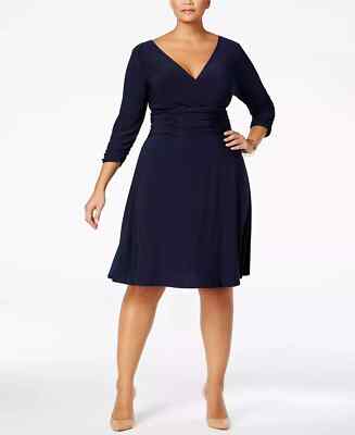 ny collection plus size ruched a-line dress Long A Line Navy Blue Formal Evening Ball Gowns Appliqued Half Sleeve Prom  Dresses – SheerGirl