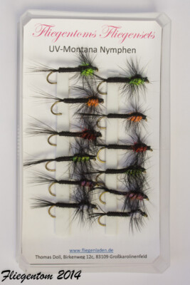 Fliegentom 1881 - Nymphenset 12x UV-Montana Nymphe