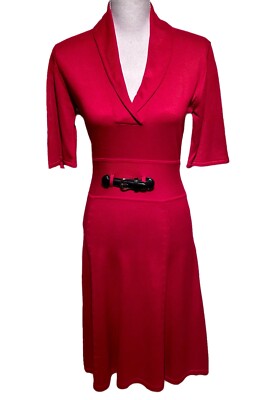 Calvin Klein Red Knit Dress Fit And Flare Shawl Collar Small Office Holiday | eBay Calvin Klein Red Knit Dress Fit And Flare Shawl Collar Small Office Holiday | eBay