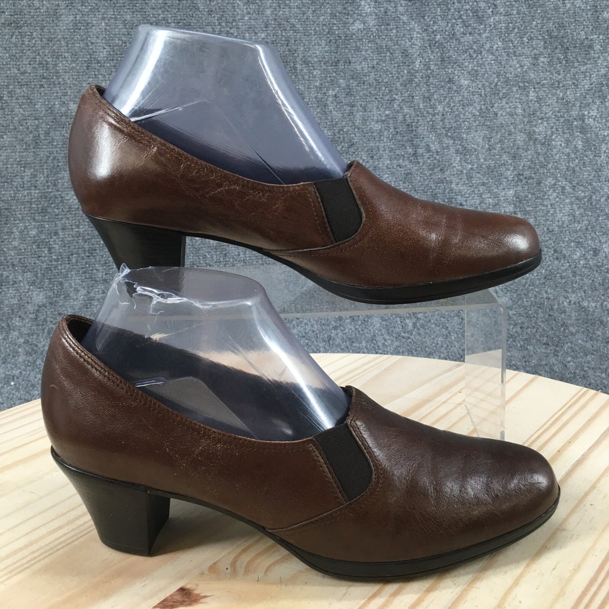 Munro American Shoes Womens 8.5 M Pump Brown Leather Casual Block