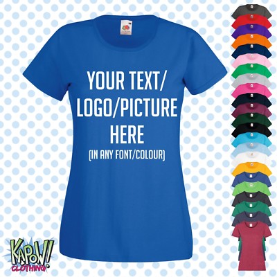 Maßgeschneidertes personalisiertes bedrucktes Damen/Damen-T-SHIRT Henne Party Geschenk - Ihr Text/Logo1