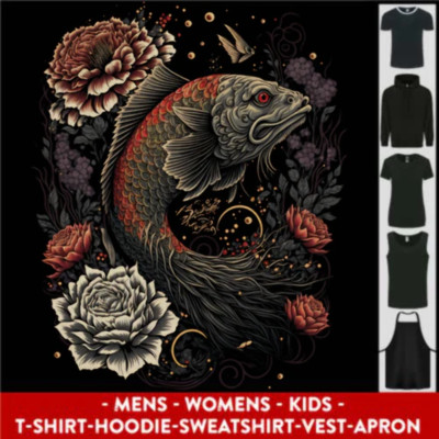 Fantasy Drachenfisch mit Rosen Herren Damen Kinder Unisex