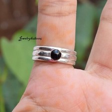 Black Onyx Spinner Ring Solid 925 Sterling Silver Every Day Wear All Size MO