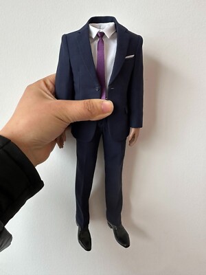 1/6 Navy Blue Suit Shirt Pants Tie Leather Shoes Male Clothes For 12'' Figure