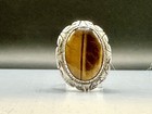 Southwest Handmade Ring LARGE Bold Vintage Sterling Silver 925 Tiger's Eye